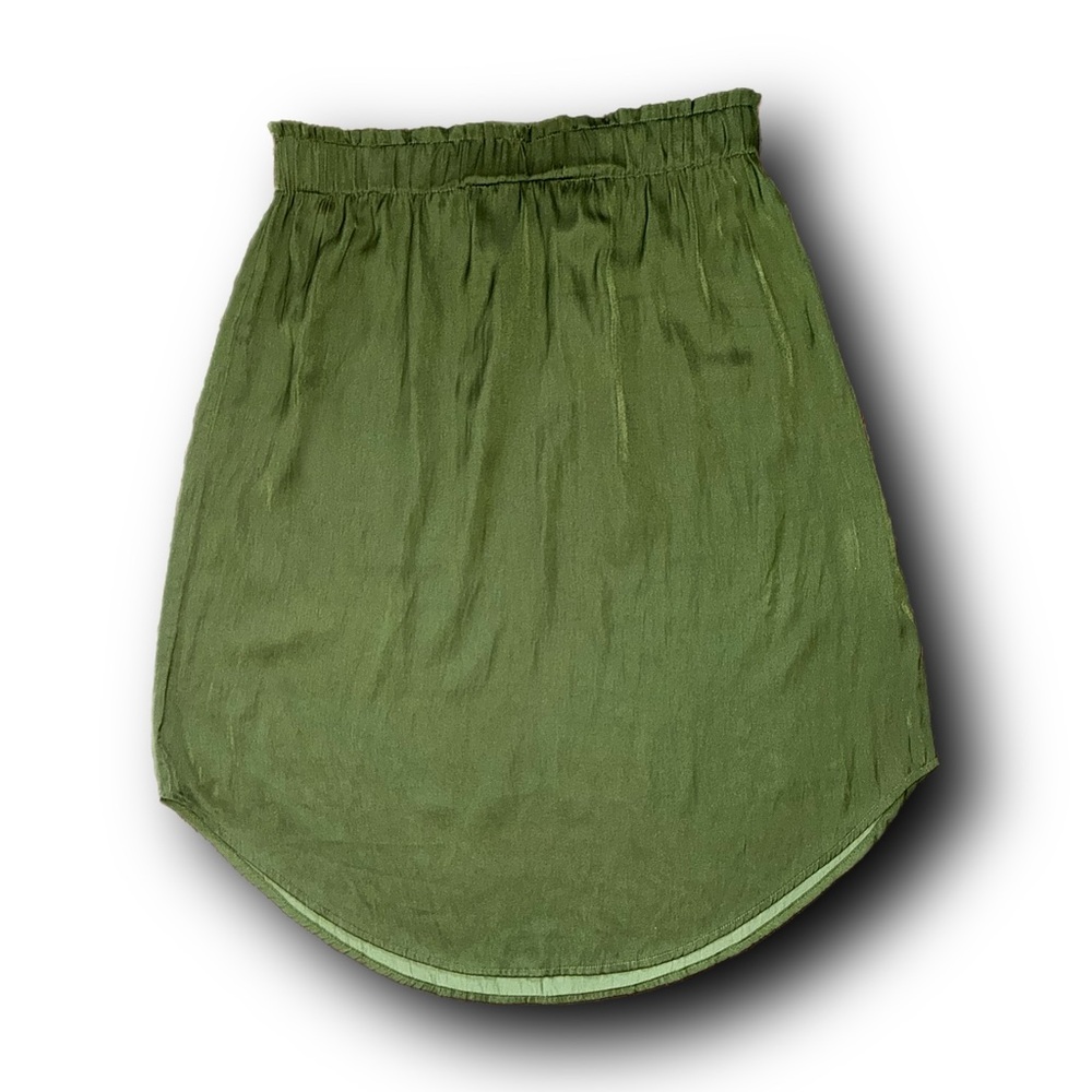 Loft Bronze Green Hi-Lo Rounded Hem Skirt Fall Color Palette